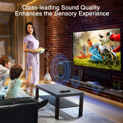 60W Sound Bars for TV with Subwoofer, 2.1 Deep Bass Small Soundbar Monitor Speaker Home Theater Surround System PC Gaming Bluetooth/Aux/Optical Connection, Wall Mountable